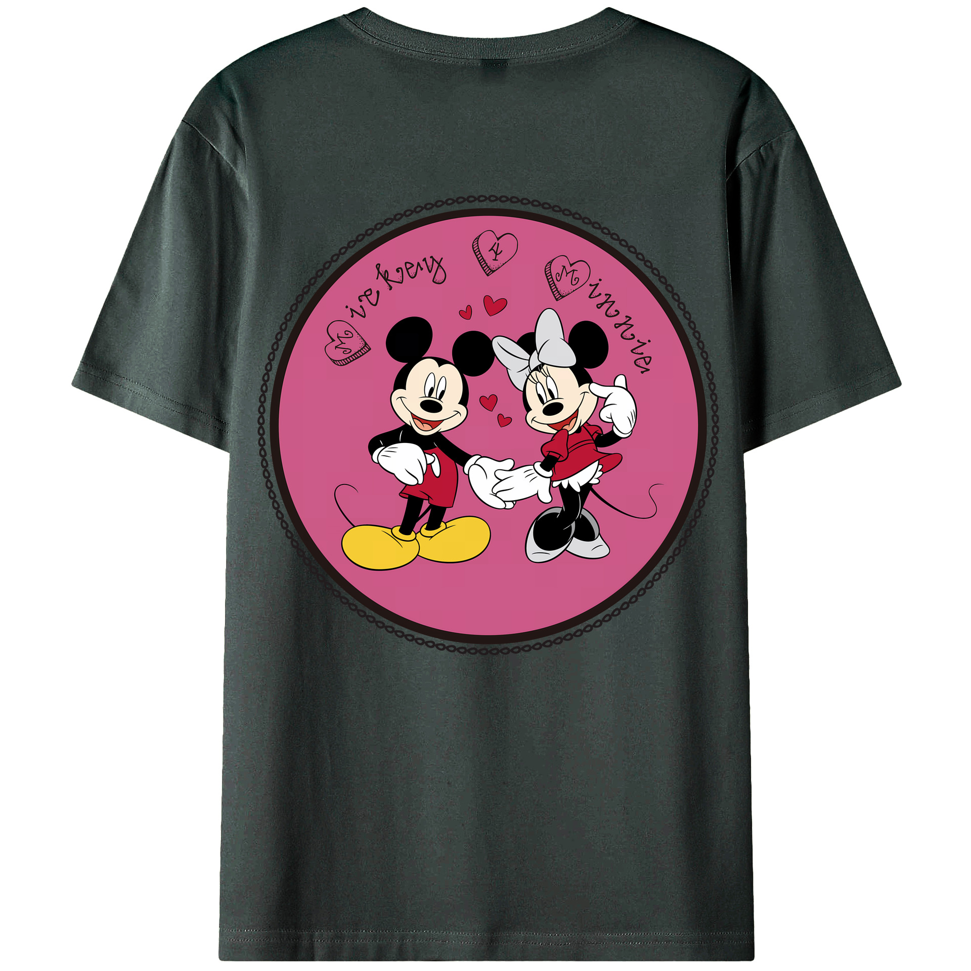 ミッキーマウス Mickey Mouse 綿100％ メンズ半袖Tシャツ（バックプリント） 通気性
